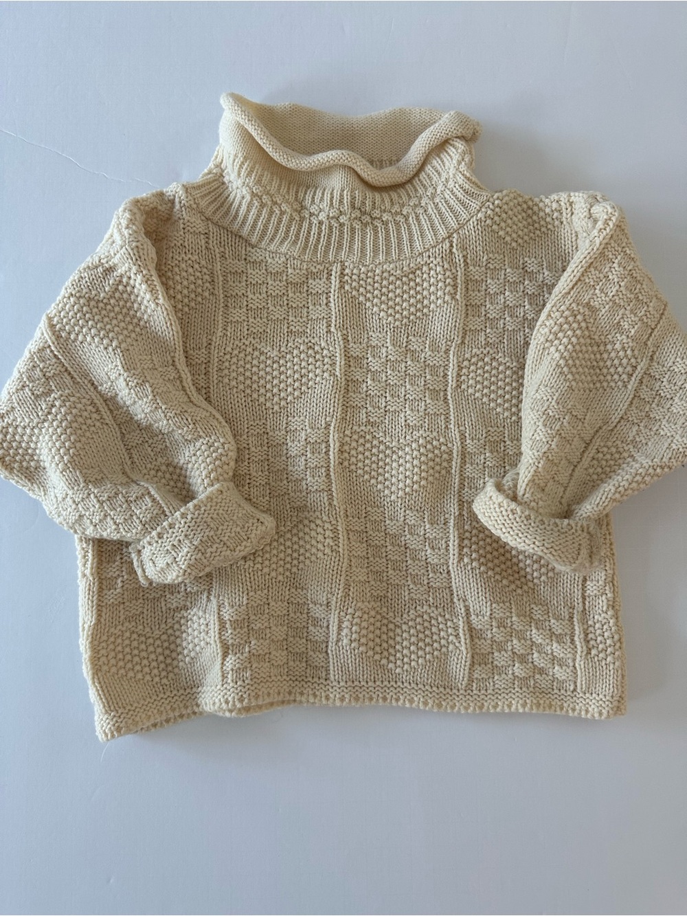 Vintage Jet Set Ivory Heart Turtle Neck Sweater Toddler Girls Size 2/2T